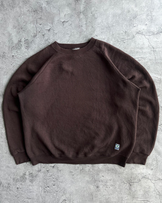 1990S BROWN BLANK DISCUS RAGLAN SWEATSHIRT (L)