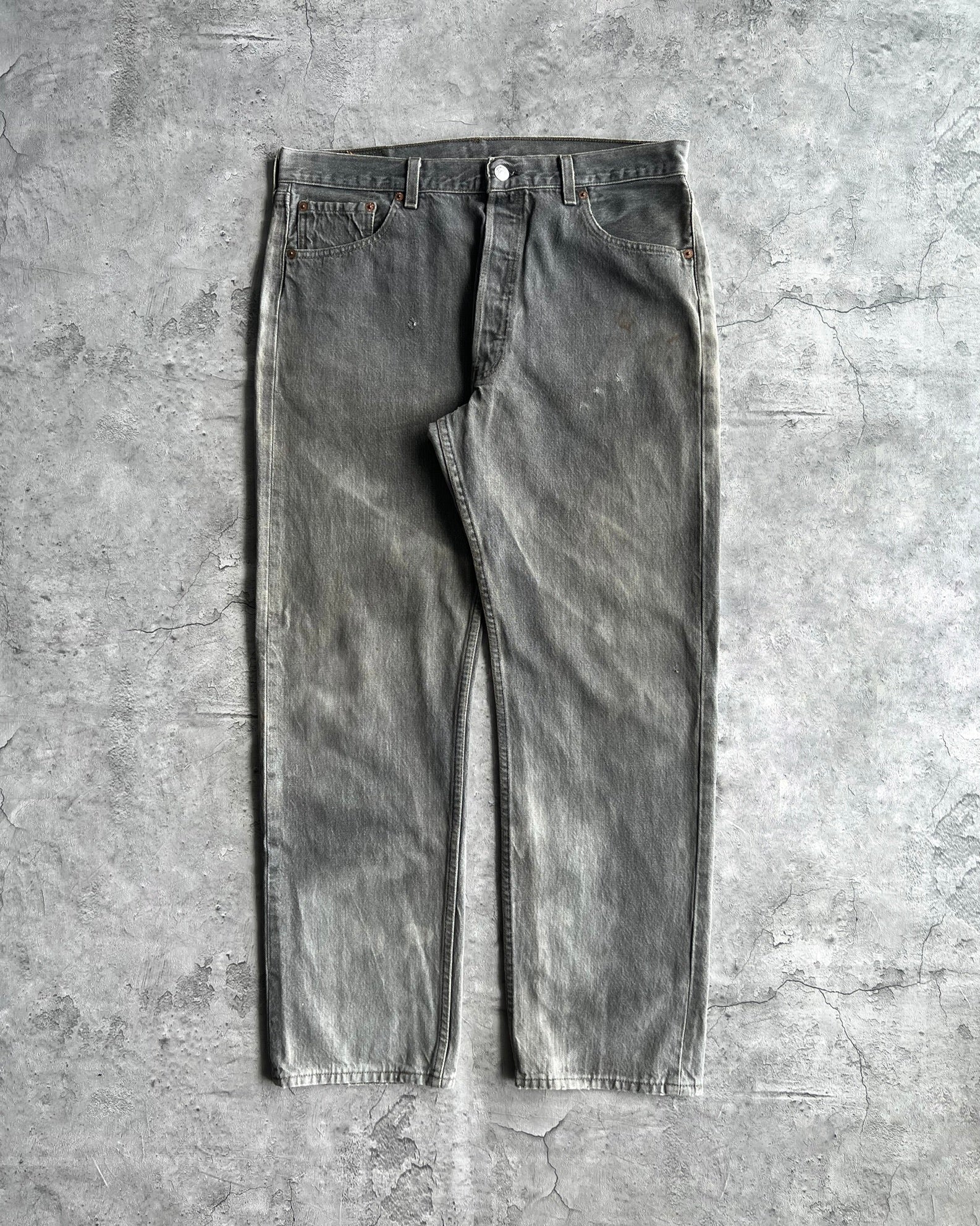 1990S SUN FADED GREY LEVI'S 501 JEANS (36X30)