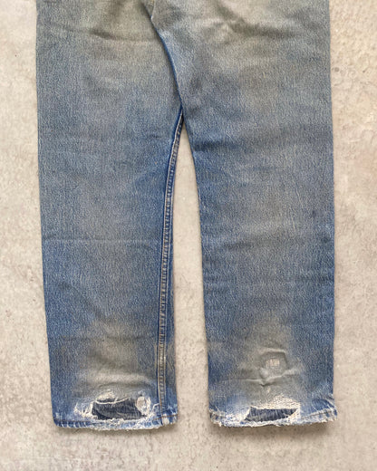 1980S MUD WASHED LEVI'S 501 REPAIRED JEANS (35X30)