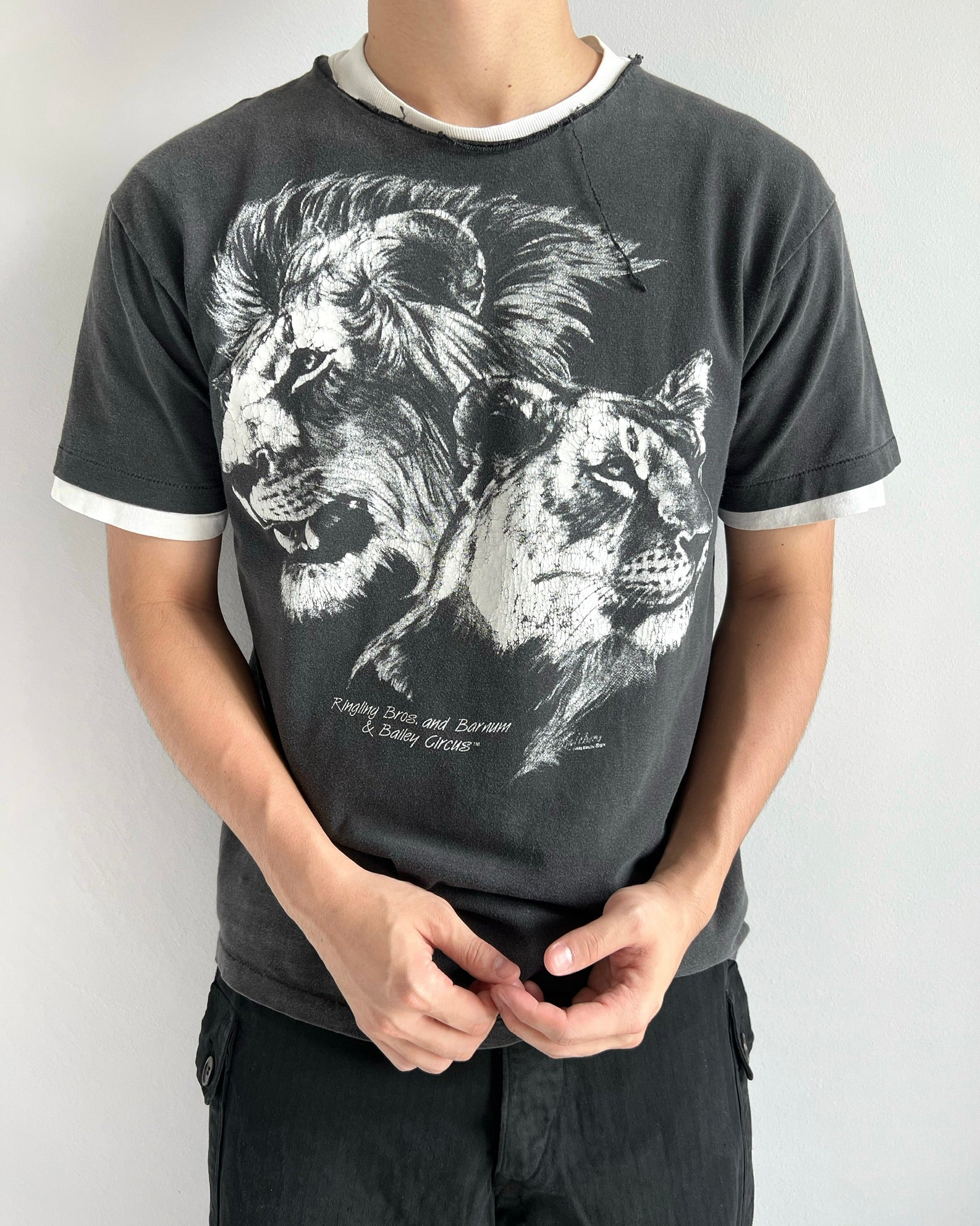 1984 HANES BEEFY  ANIMAL PRINT SINGLE STITCH TEE (L)