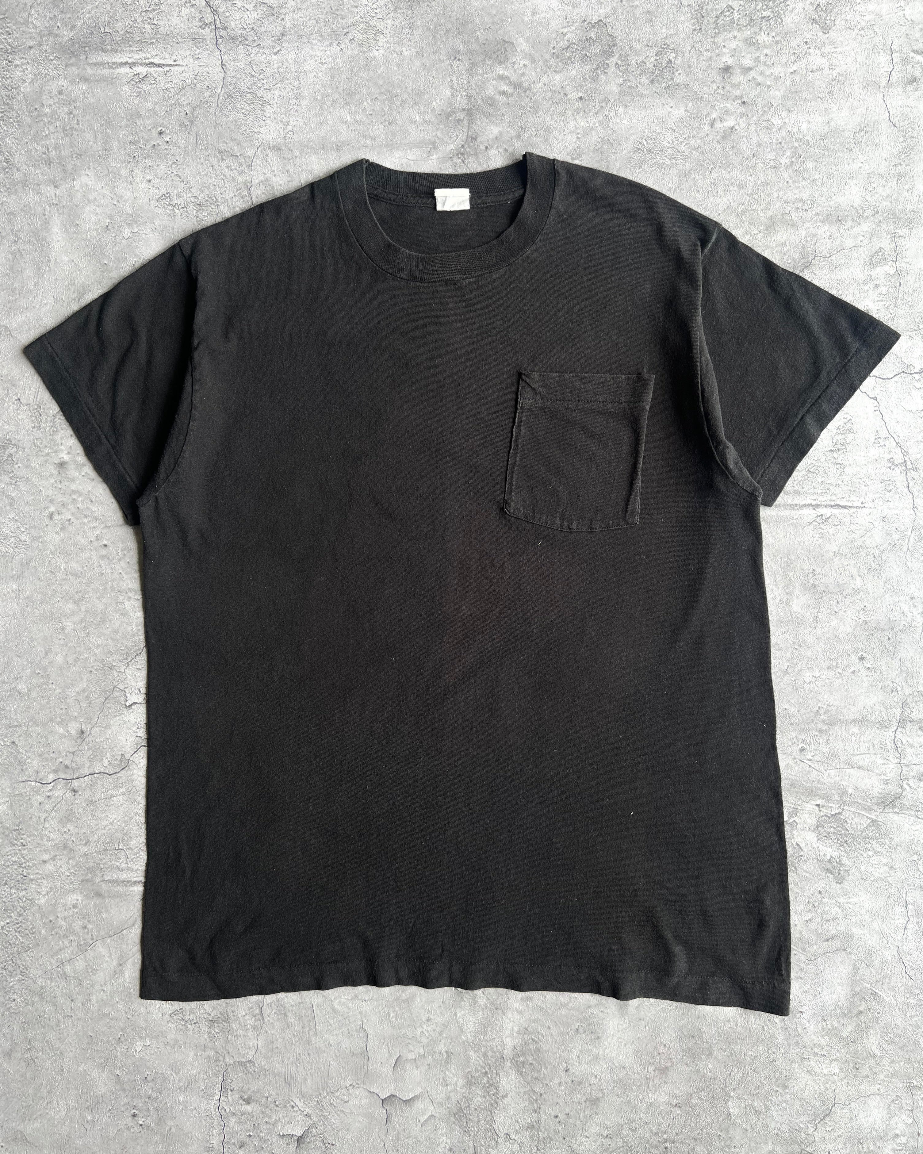 1980S FOTL FADED BLACK BLANK SINGLE STITCHED TEE (L)