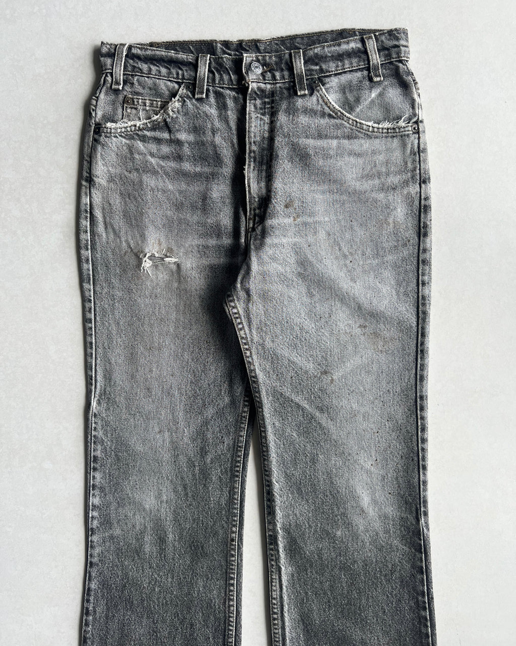 1980S FADED BLACK LEVI'S 517 FLARE JEANS (34X30)