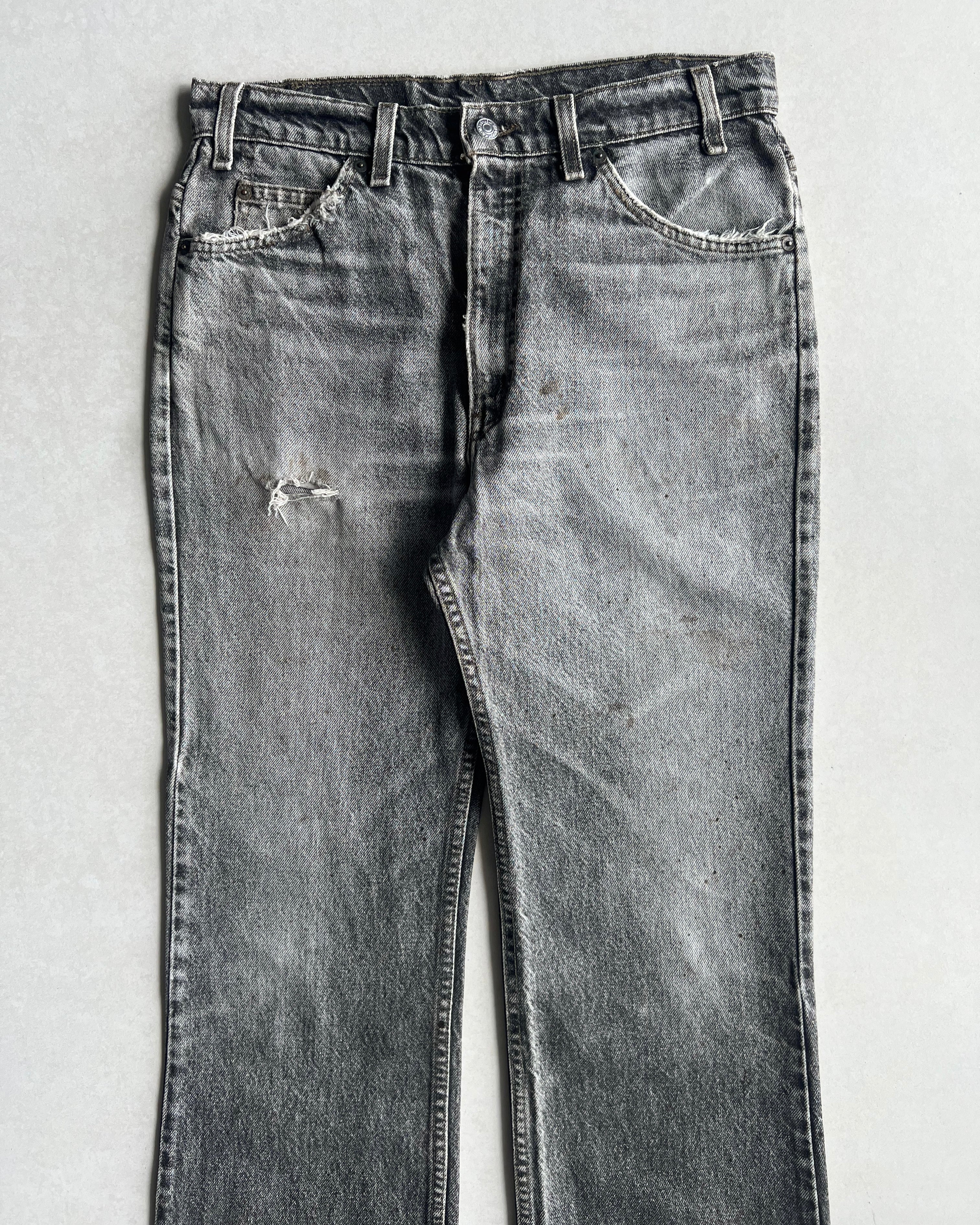 1980S FADED BLACK LEVI'S 517 FLARE JEANS (34X30)