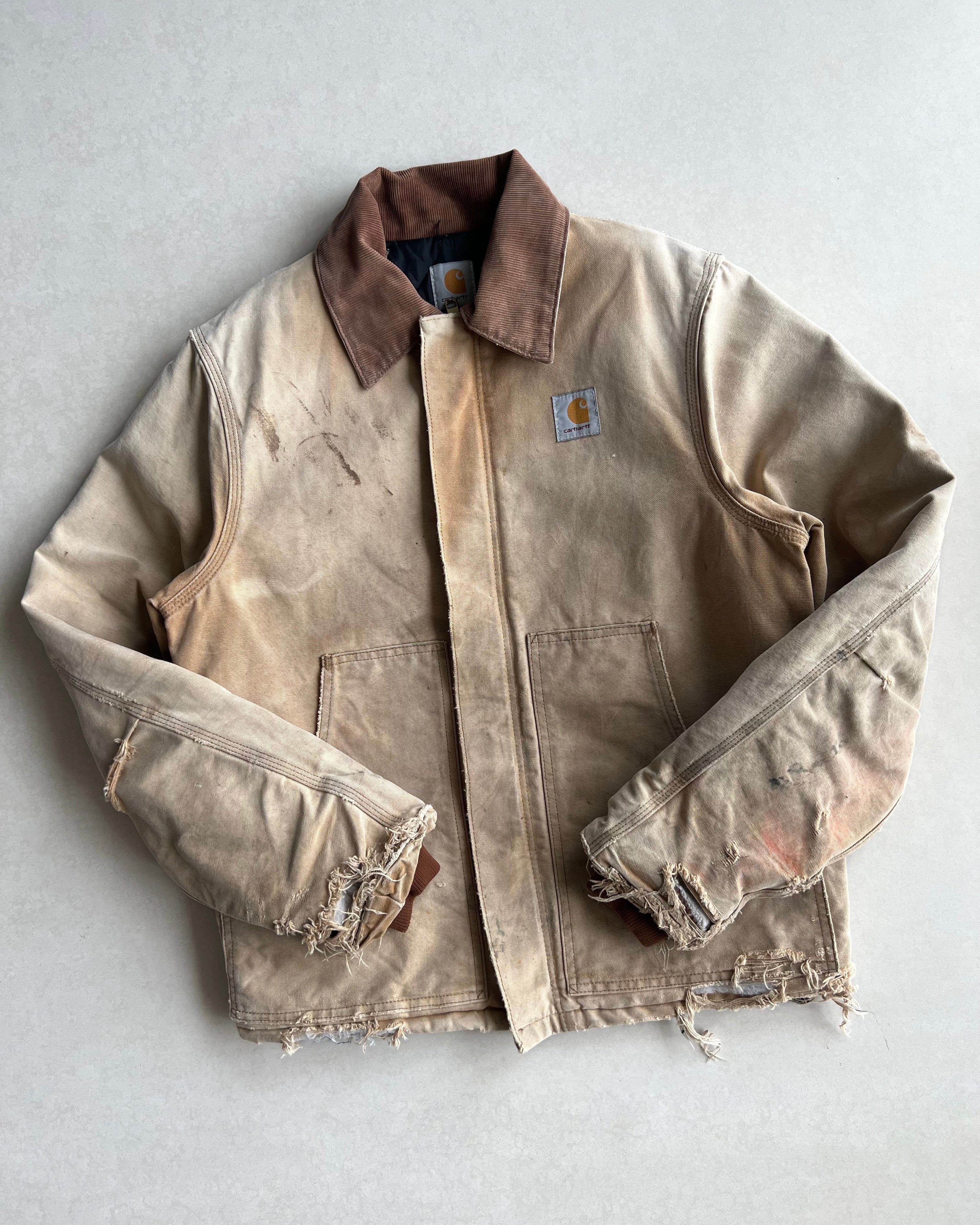 1990S FADED BROWN CARHARTT ARCTIC DISTRESSED WORK JACKET (M)