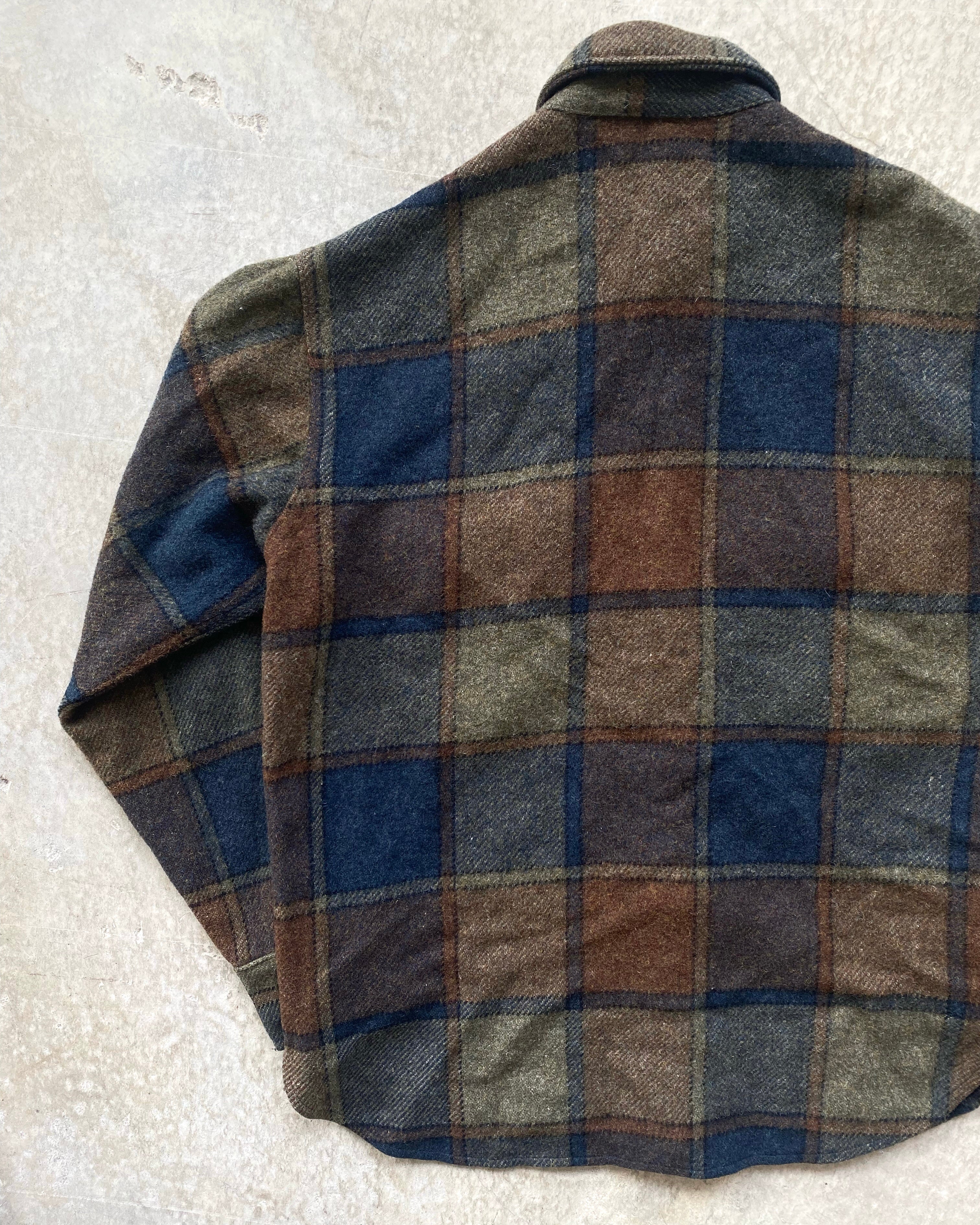 1960/1970S TOWNCRAFT PENNEYS WOOL PLAID FLANNEL (M/L)