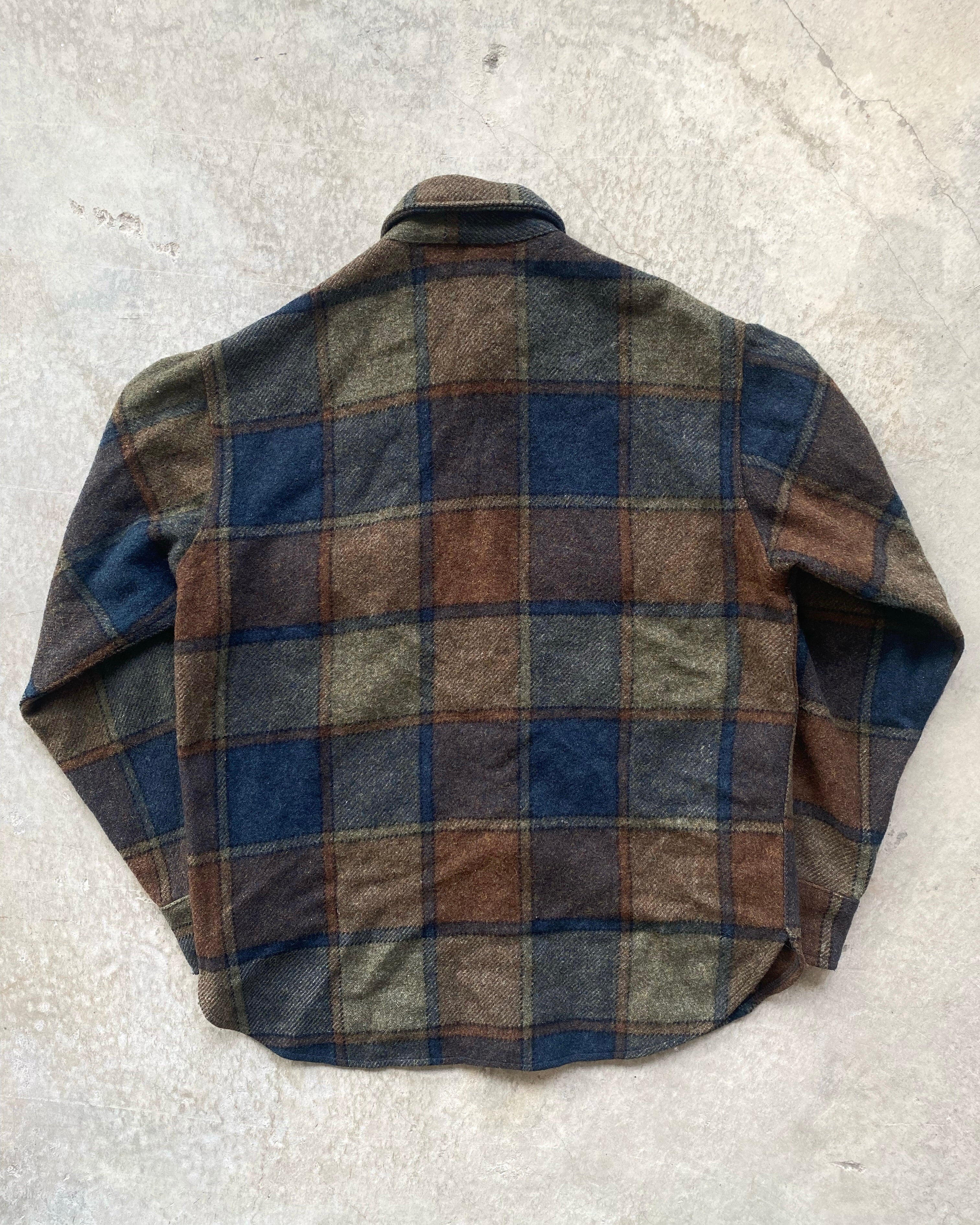 1960/1970S TOWNCRAFT PENNEYS WOOL PLAID FLANNEL (M/L)