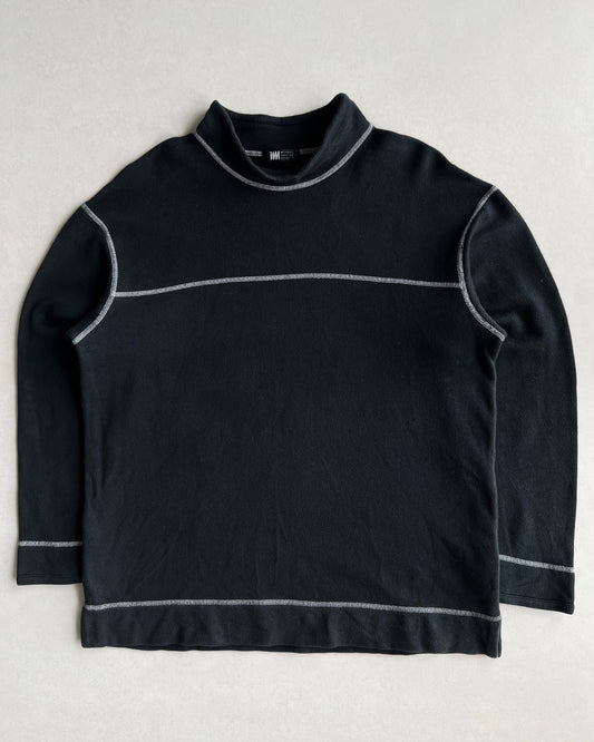 1990S ISSEY MIYAKE CONTRAST STITCH MOCK NECK SWEATSHIRT (L)
