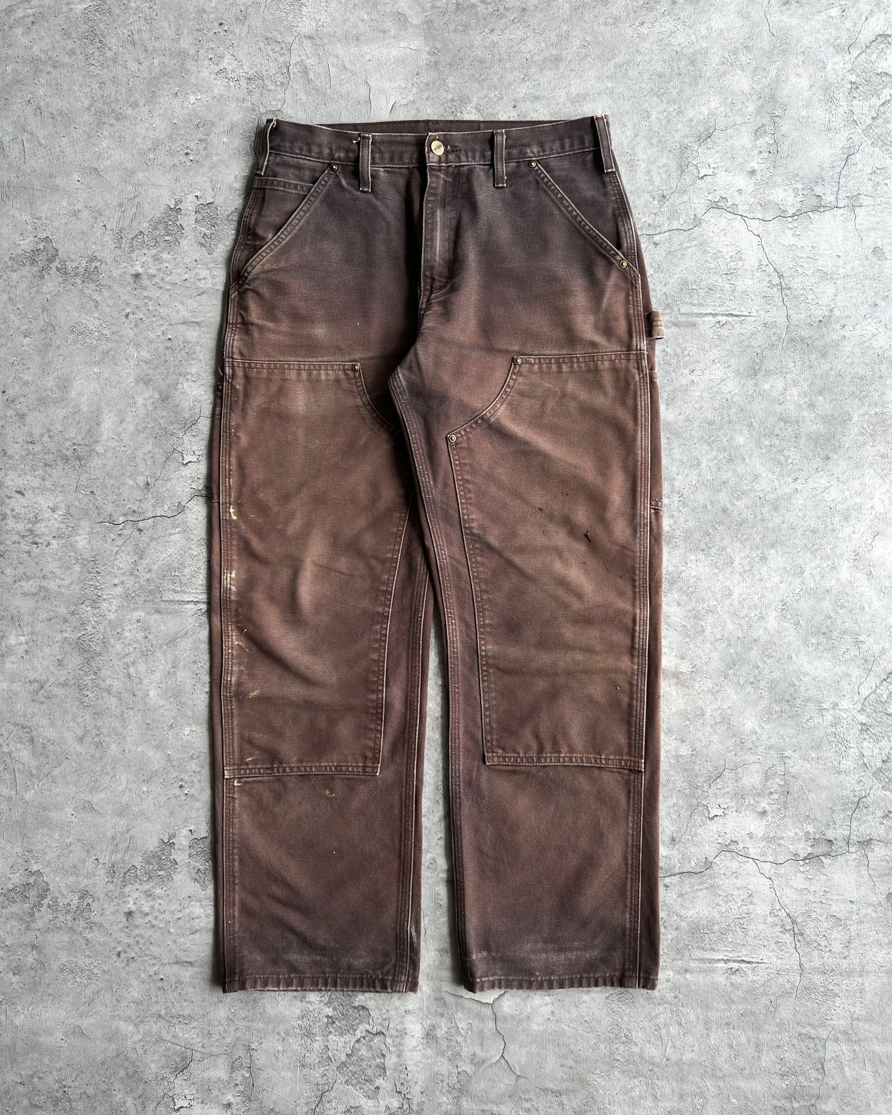 1990S SUN FADED BROWN CARHARTT DOUBLE KNEE PANTS (30X30)