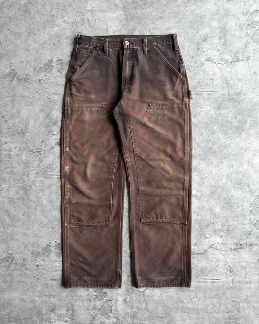 1990S SUN FADED BROWN CARHARTT DOUBLE KNEE PANTS (30X30)