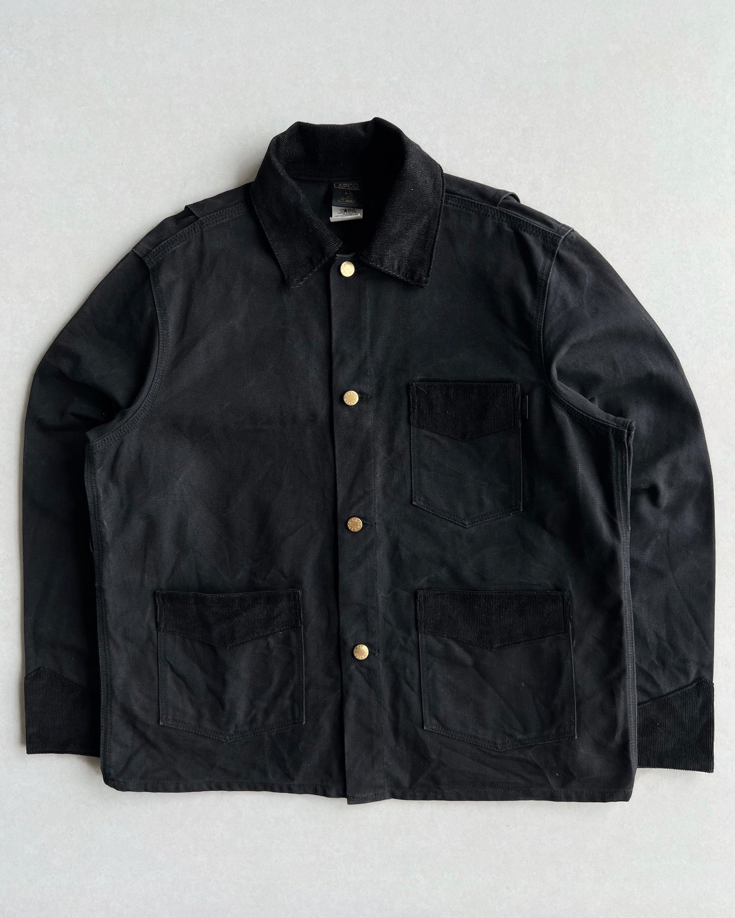 1980S LAPCO TWO-TONE BLACK CANVAS CHORE JACKET (L)