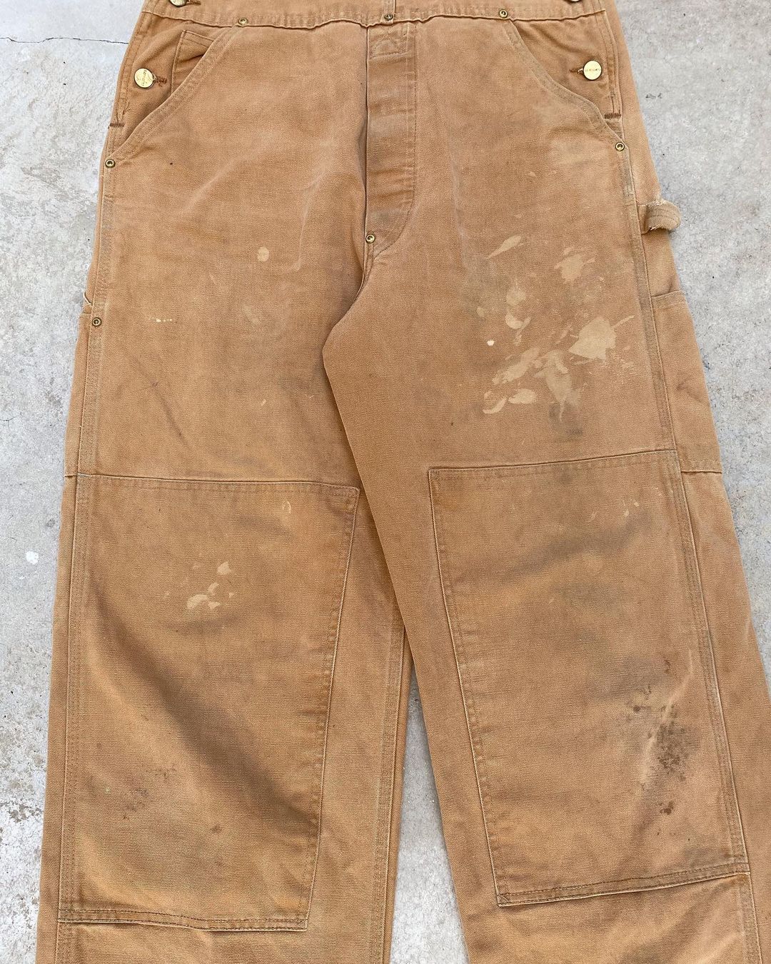 1990s Brown Carhartt Double Knee Painted Overall