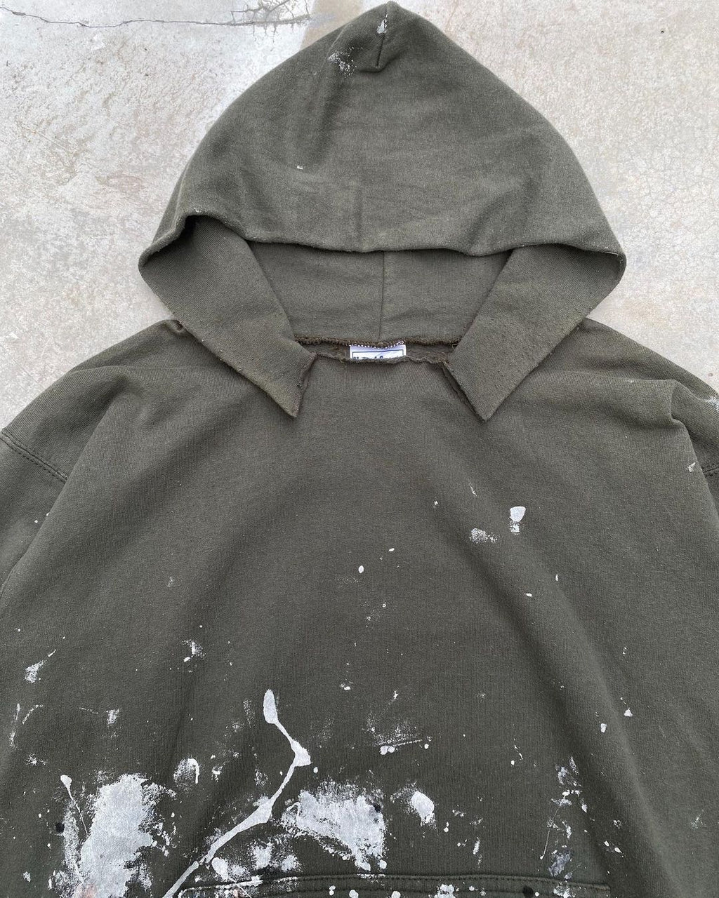 1990s Painted Torn Olive Hoodie