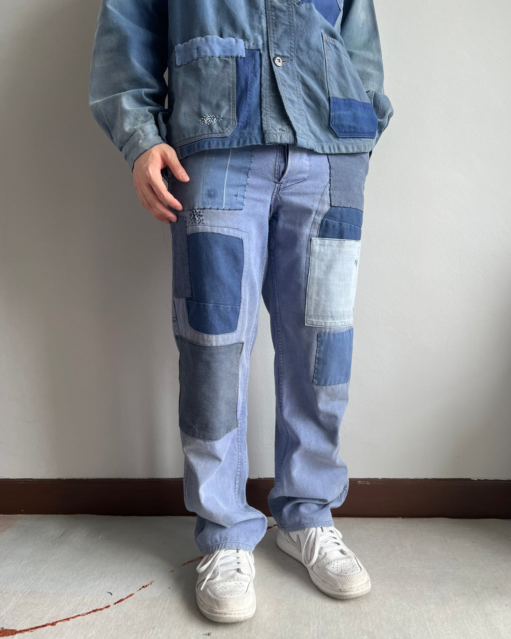 1960S SUN FADED FRENCH REAPIRED TROUSERS (34X30)