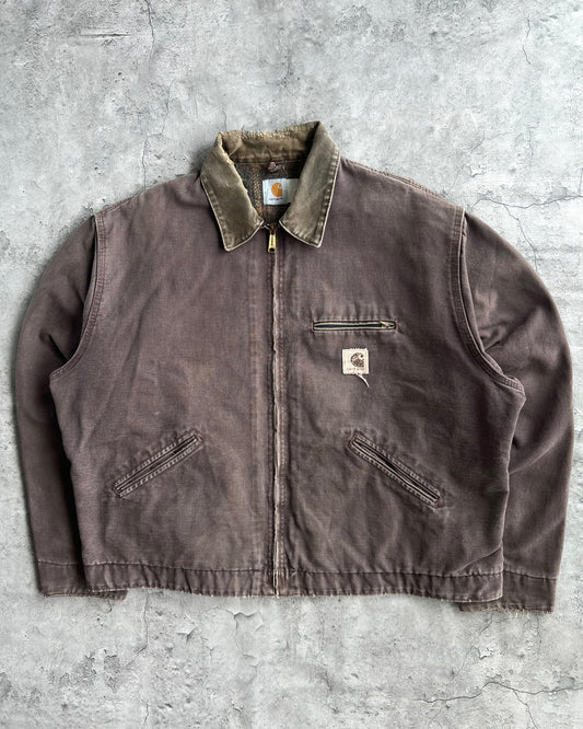 1980S BROWN/MAROON CARHARTT DETROIT WORK JACKET (XXL)
