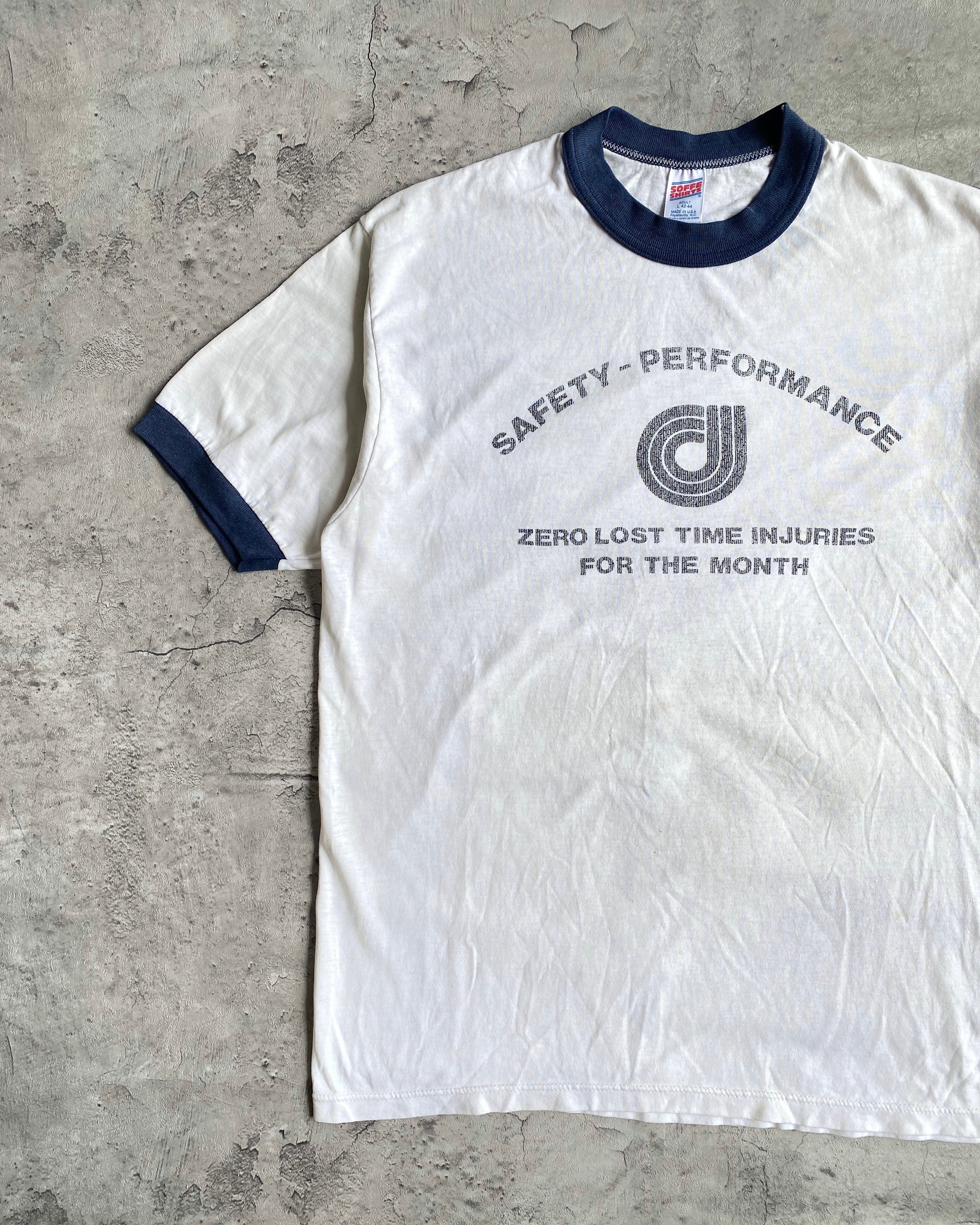 1980S ‘SAFETY PERFORMANCE’ RINGER TEE (L)