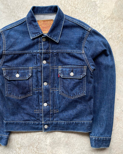 1990S DARK WASHED LEVI'S BIG E TYPE II DENIM JACKET (S/M)