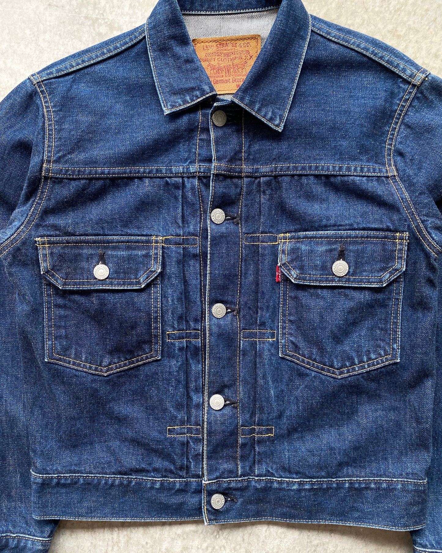 1990S DARK WASHED LEVI'S BIG E TYPE II DENIM JACKET (S/M)