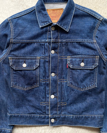 1990S DARK WASHED LEVI'S BIG E TYPE II DENIM JACKET (S/M)