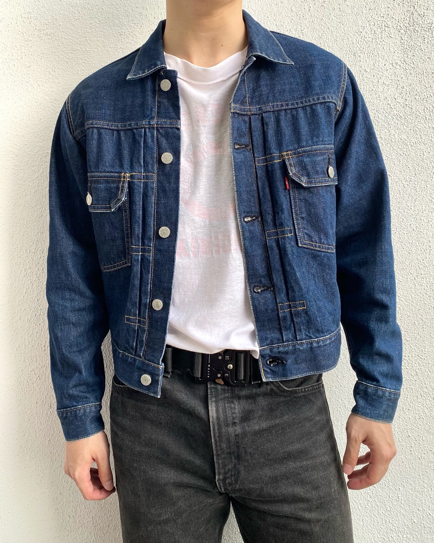 1990S DARK WASHED LEVI'S BIG E TYPE II DENIM JACKET (S/M)