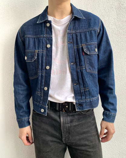 1990S DARK WASHED LEVI'S BIG E TYPE II DENIM JACKET (S/M)