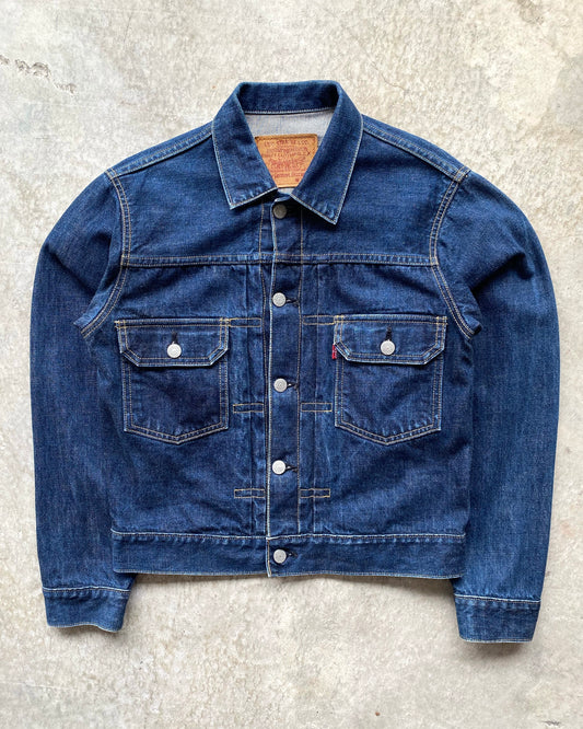 1990S DARK WASHED LEVI'S BIG E TYPE II DENIM JACKET (S/M)