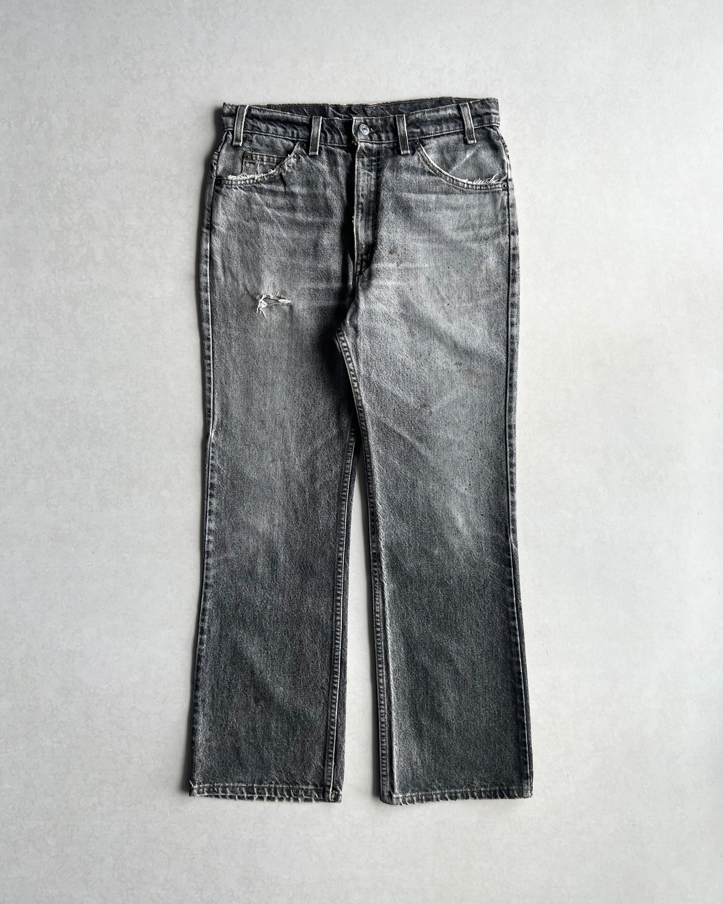 1980S FADED BLACK LEVI'S 517 FLARE JEANS (34X30)