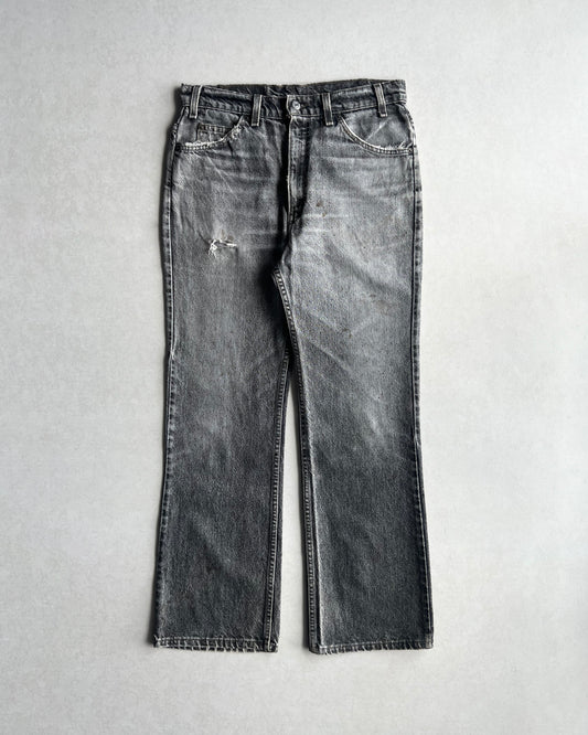 1980S FADED BLACK LEVI'S 517 FLARE JEANS (34X30)