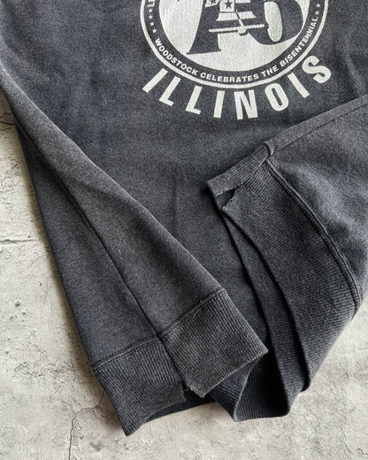 1980S 'WOODSTOCK ILLIONOIS' SHORTSLEEVES RAGLAN SWEATSHIRT (M)