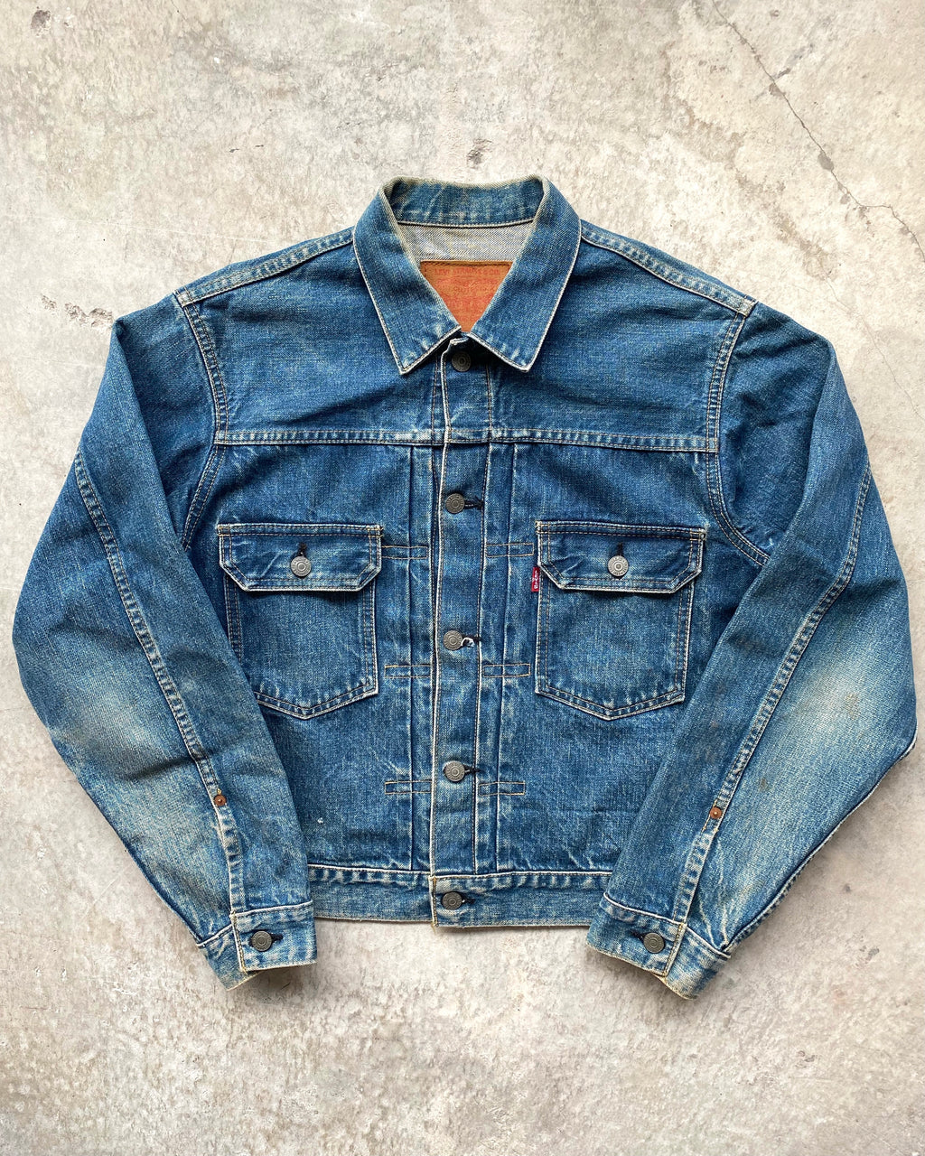1990S FADED WASHED LEVI'S BIG E TYPE II DENIM JACKET