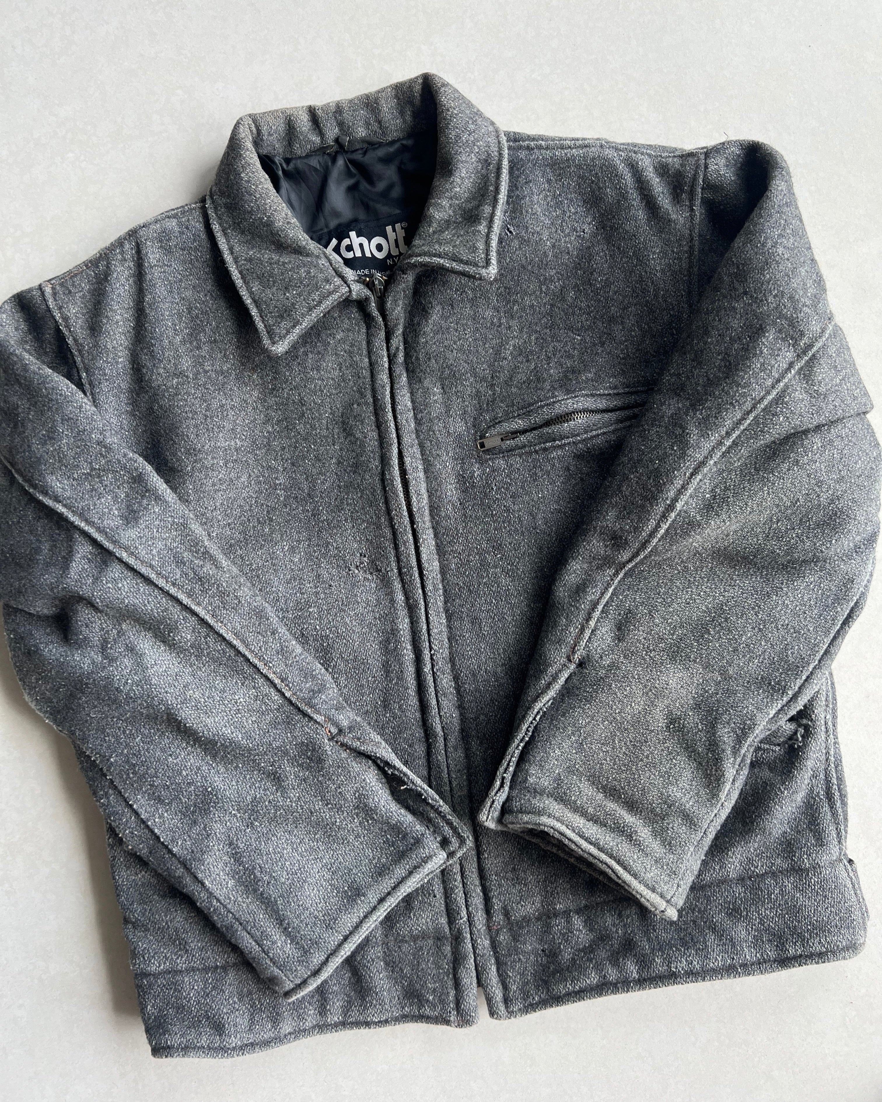 1980S SCHOTT WOOL ZIP-UP JACKET (M)
