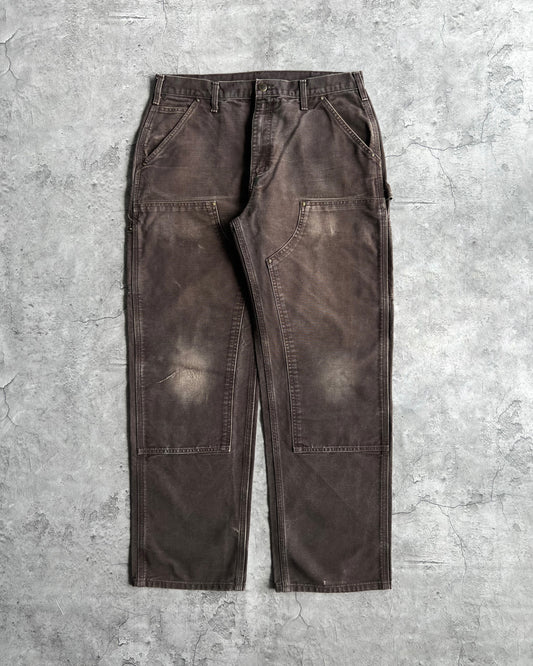 1990S FADED DARK BROWN CARHARTT DOUBLE KNEE PANTS (34X32)