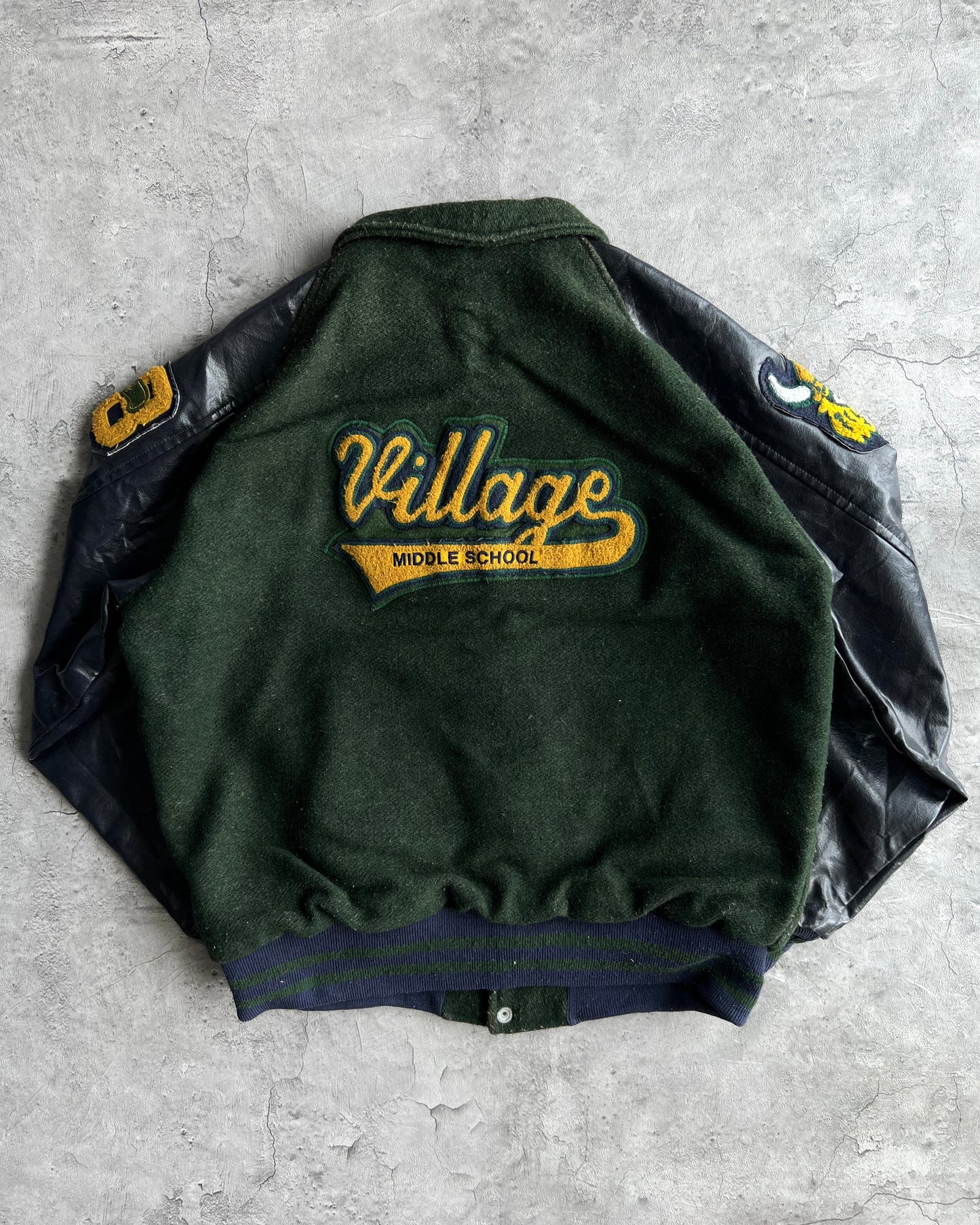 1998 'VILLAGE MIDDLE SCHOOL' RAGLAN VARSITY JACKET (L)