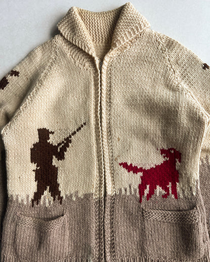 1950S HUNTING COWICHAN KNITTED SWEATER (M/L)