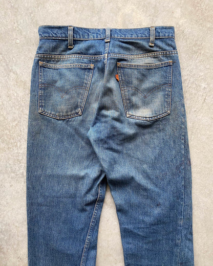 1970S MUD WASHED LEVI'S 646 ORANGE TAB FLARED JEANS (33X30)