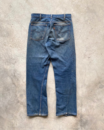 1970S MUD WASHED LEVI'S 646 ORANGE TAB FLARED JEANS (33X30)