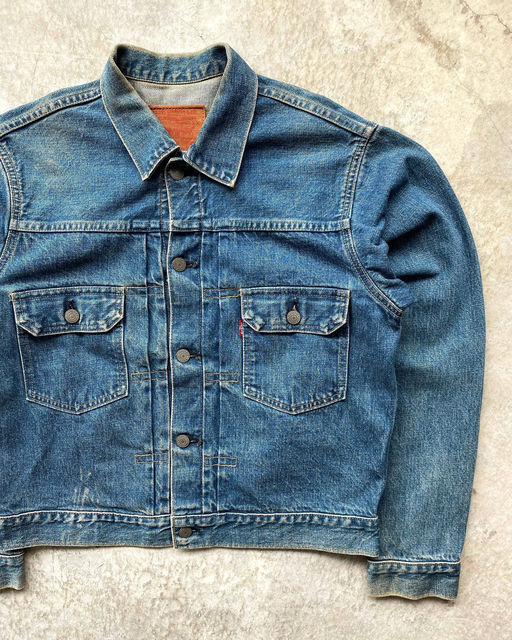 1990S FADED WASHED LEVI'S BIG E TYPE II DENIM JACKET