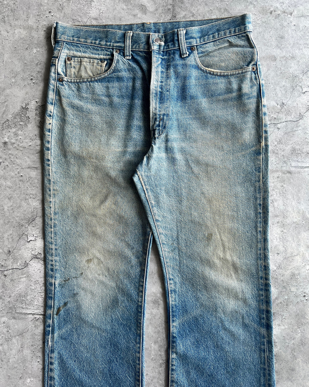 1970S FADED WASHED LEVI'S 517 FLARE DENIM JEANS (34X32)