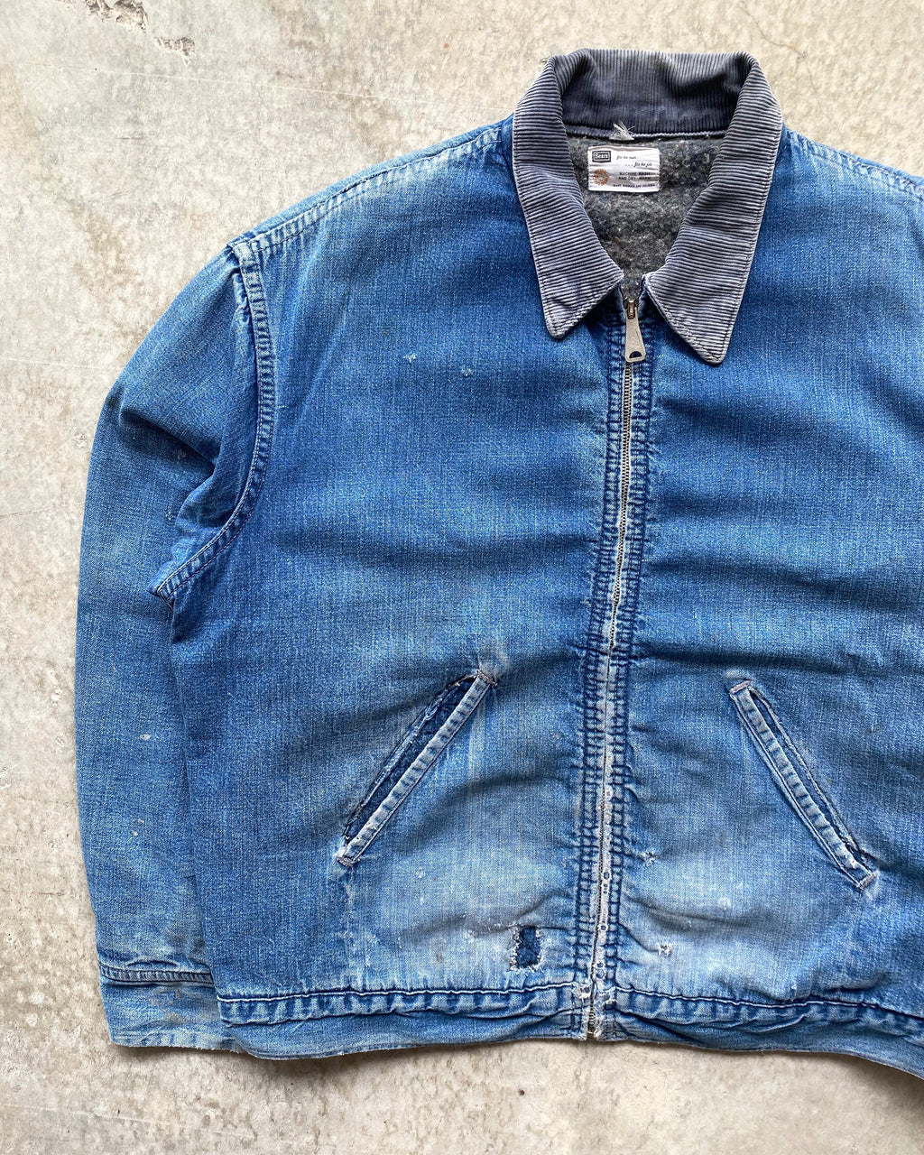 1960/1970S SUN FADED SEARS DENIM WORK JACKET (M-XL)