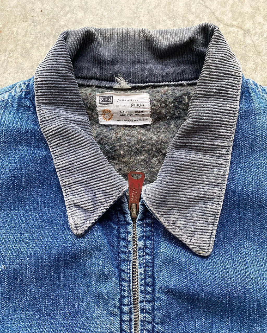 1960/1970S SUN FADED SEARS DENIM WORK JACKET (M-XL)