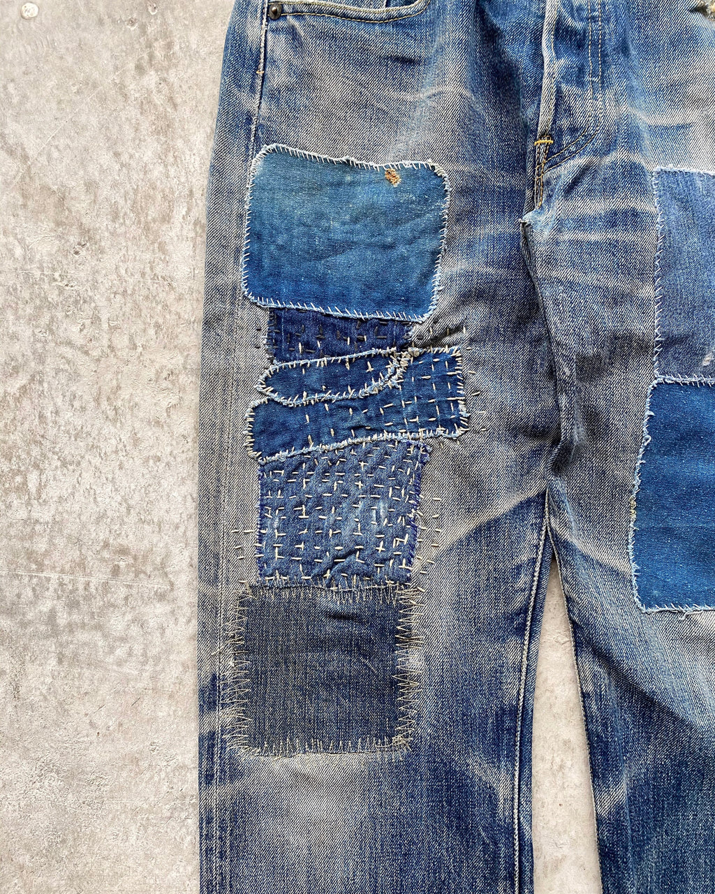 1990S SASHIKO PATCHED LEVI'S 501 SELVEDGE JEANS (29X30)