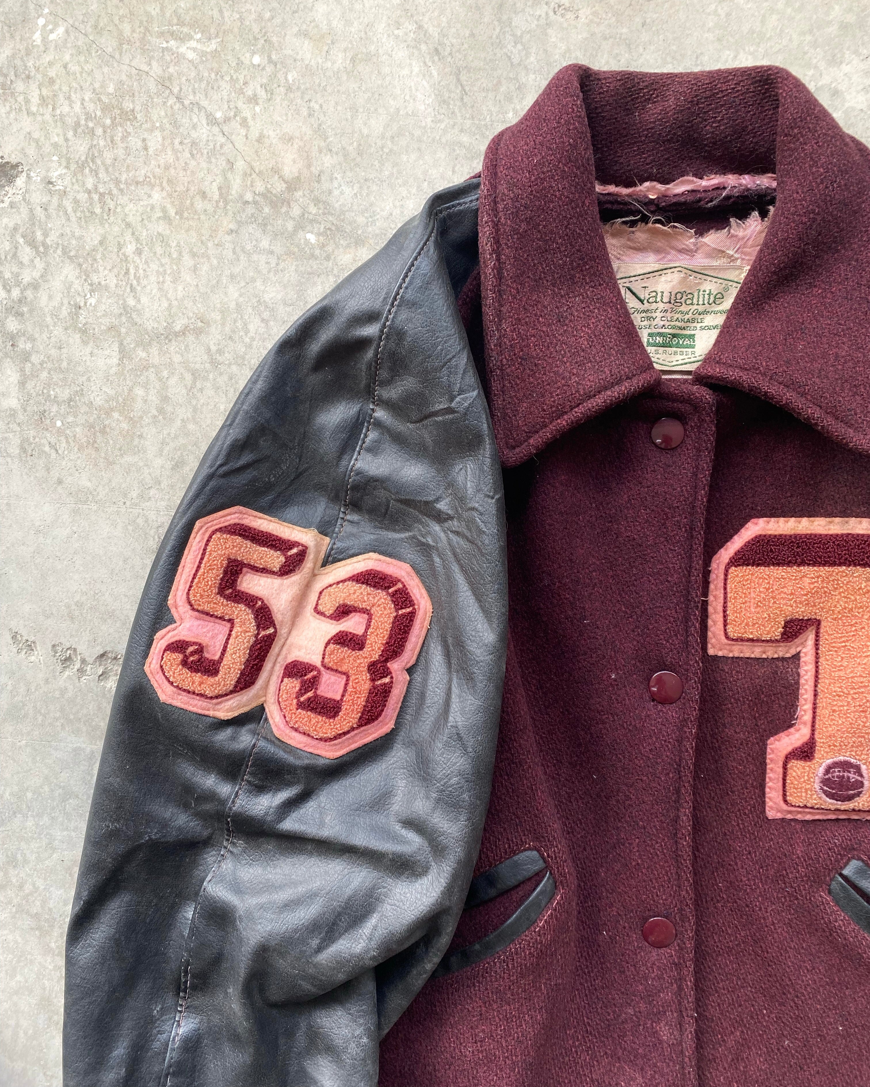 1968 'T' LETTERMAN RAGLAN LEATHER SLEEVES VARSITY JACKETS