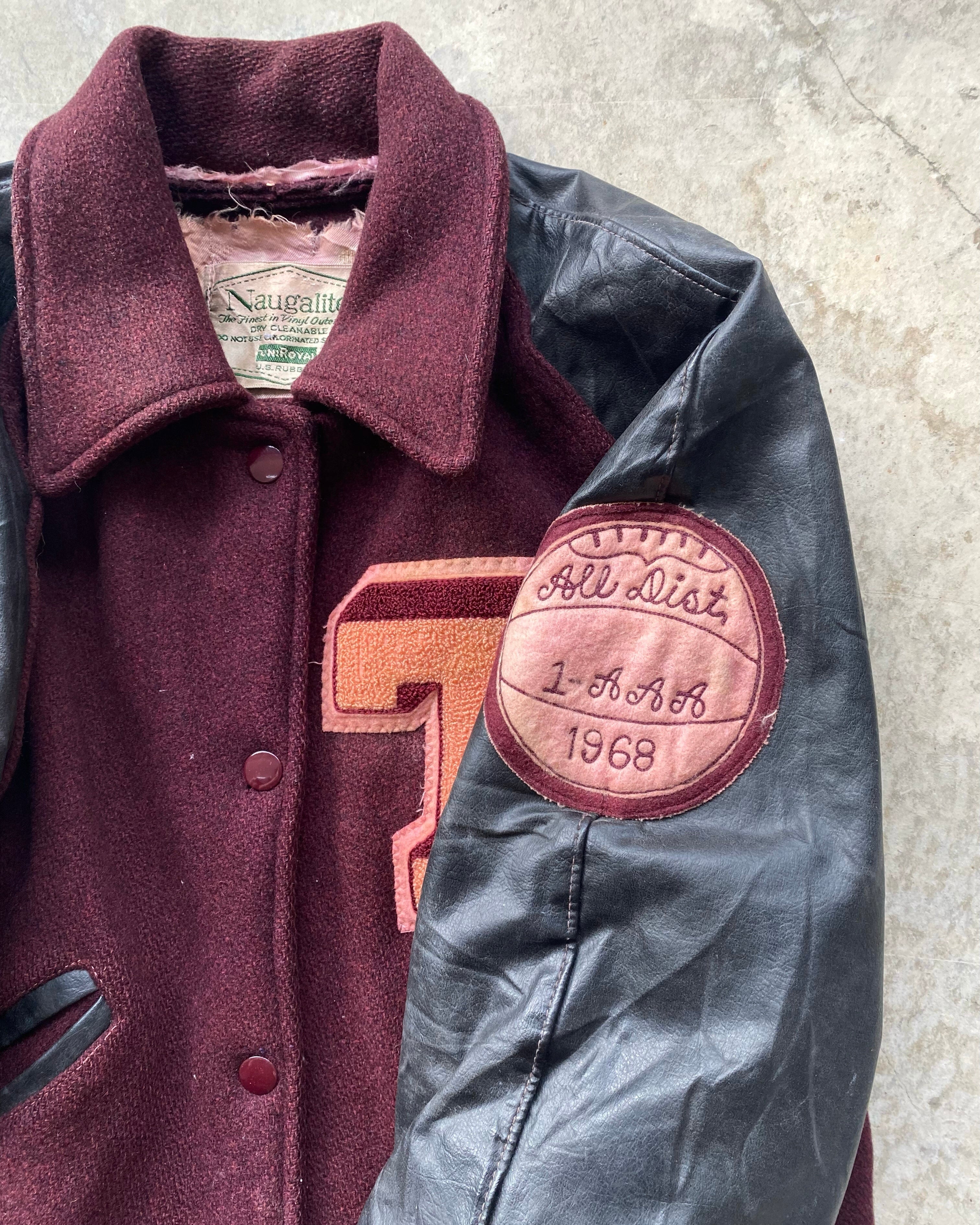 1968 'T' LETTERMAN RAGLAN LEATHER SLEEVES VARSITY JACKETS