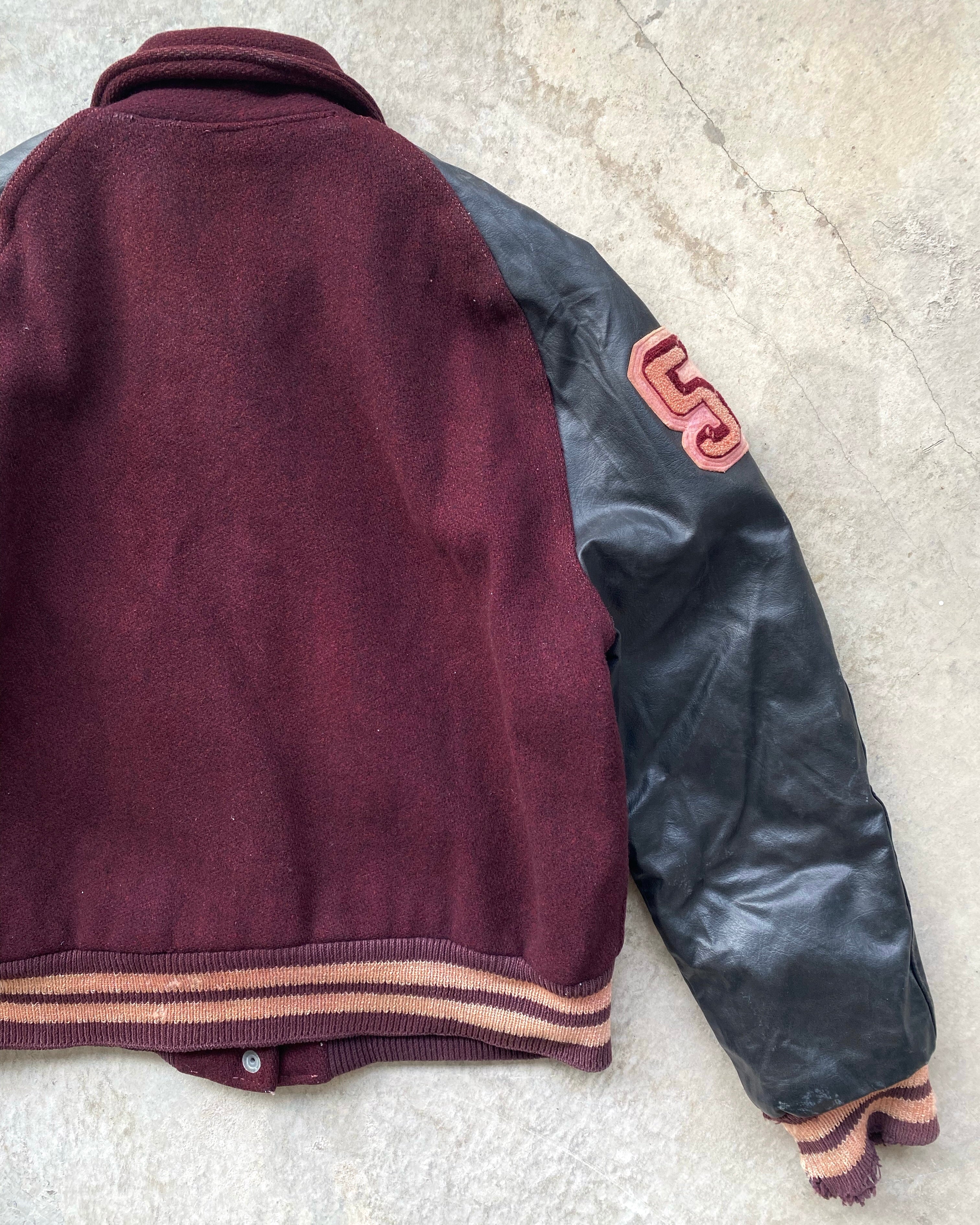 1968 'T' LETTERMAN RAGLAN LEATHER SLEEVES VARSITY JACKETS