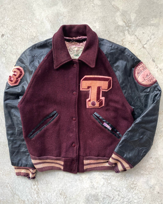 1968 'T' LETTERMAN RAGLAN LEATHER SLEEVES VARSITY JACKETS