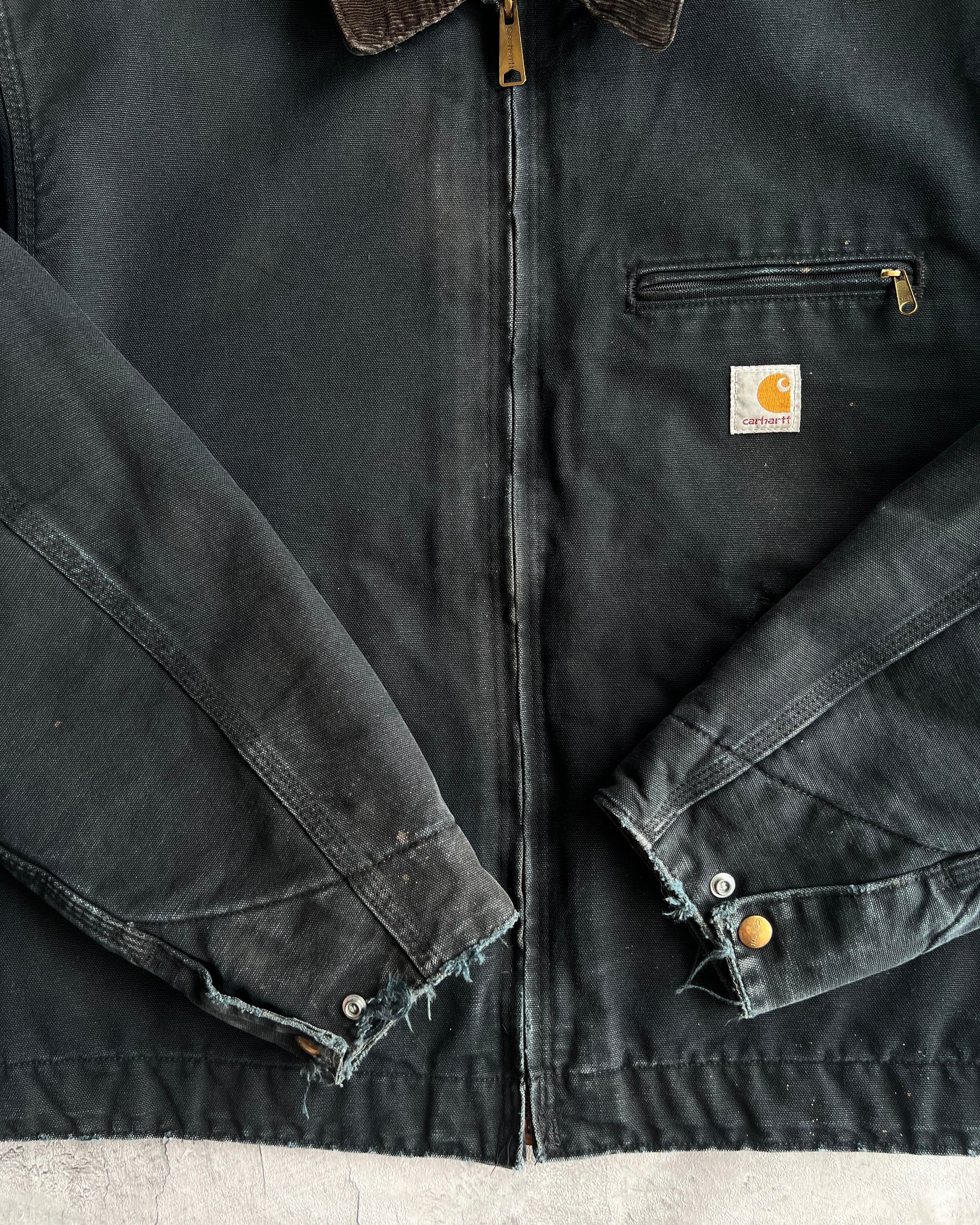 1990S FADED BLACK CARHARTT DETROIT WORK JACKET (XL)