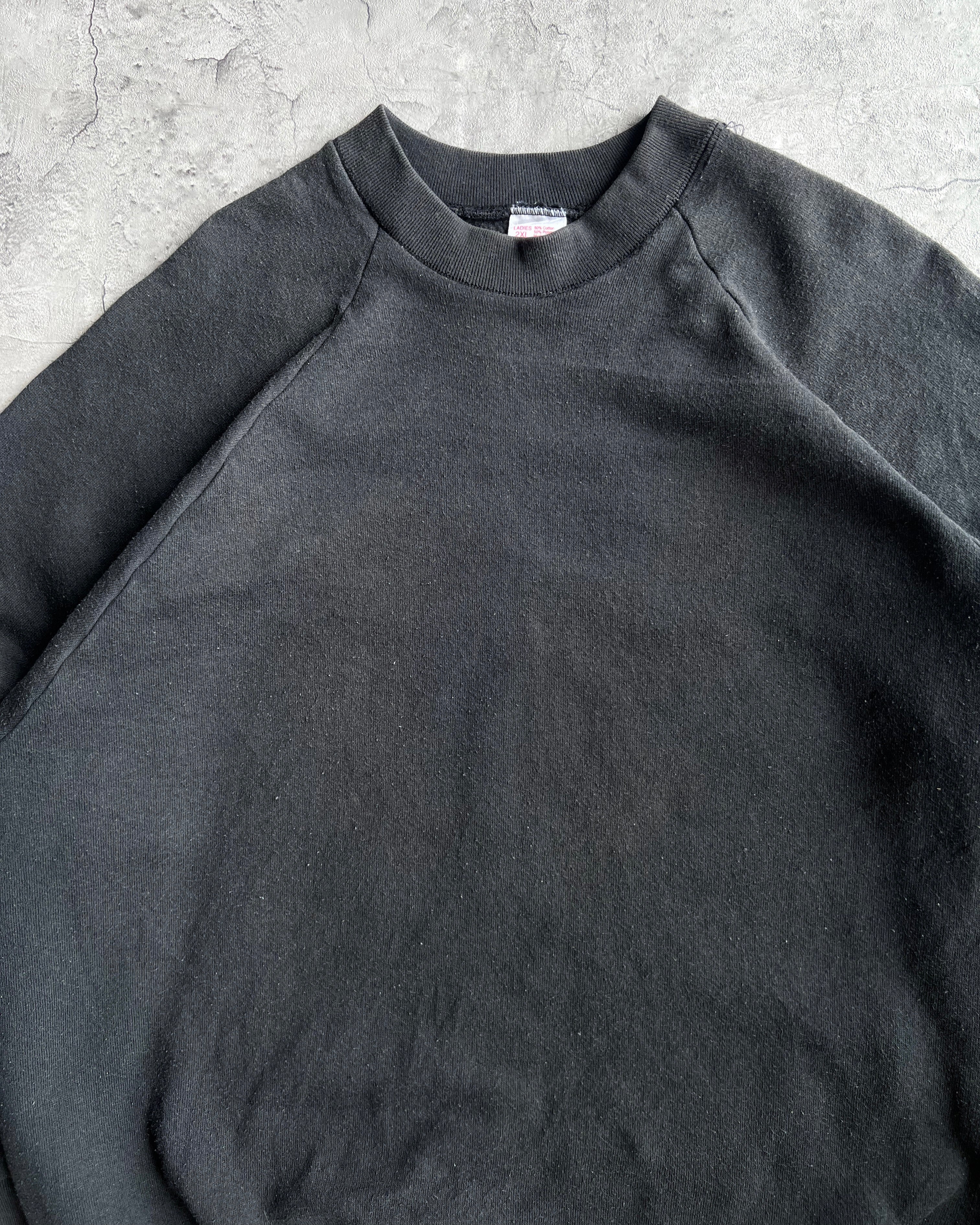 1990S FADED BLACK BLANK FOTL RAGLAN SWATSHIRT (XXL)