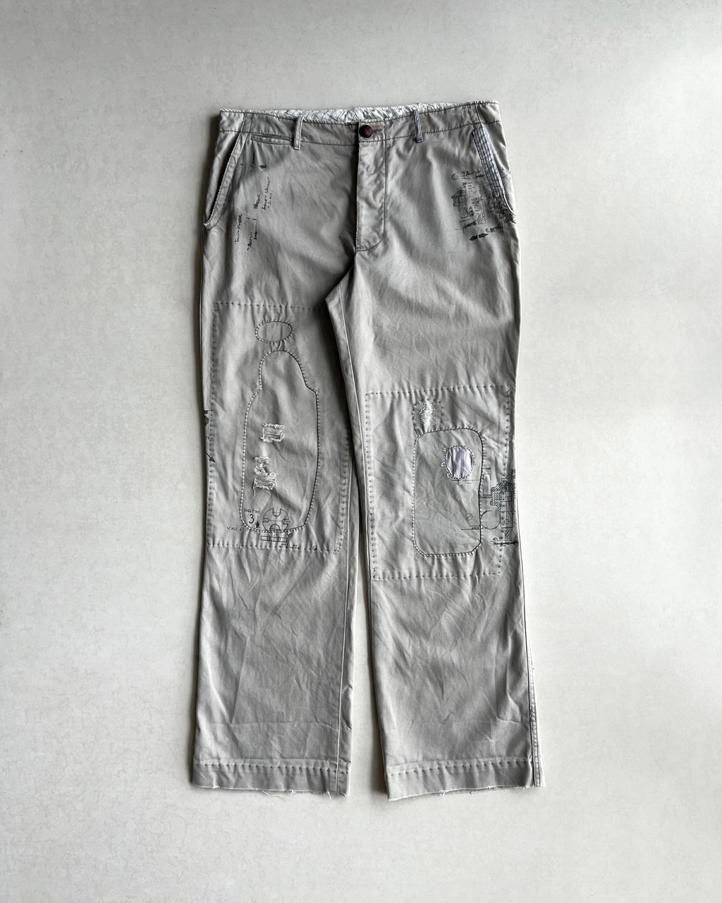 1990S BEIGE RALPH LAUREN REPAIRED TROUSERS (36X34)