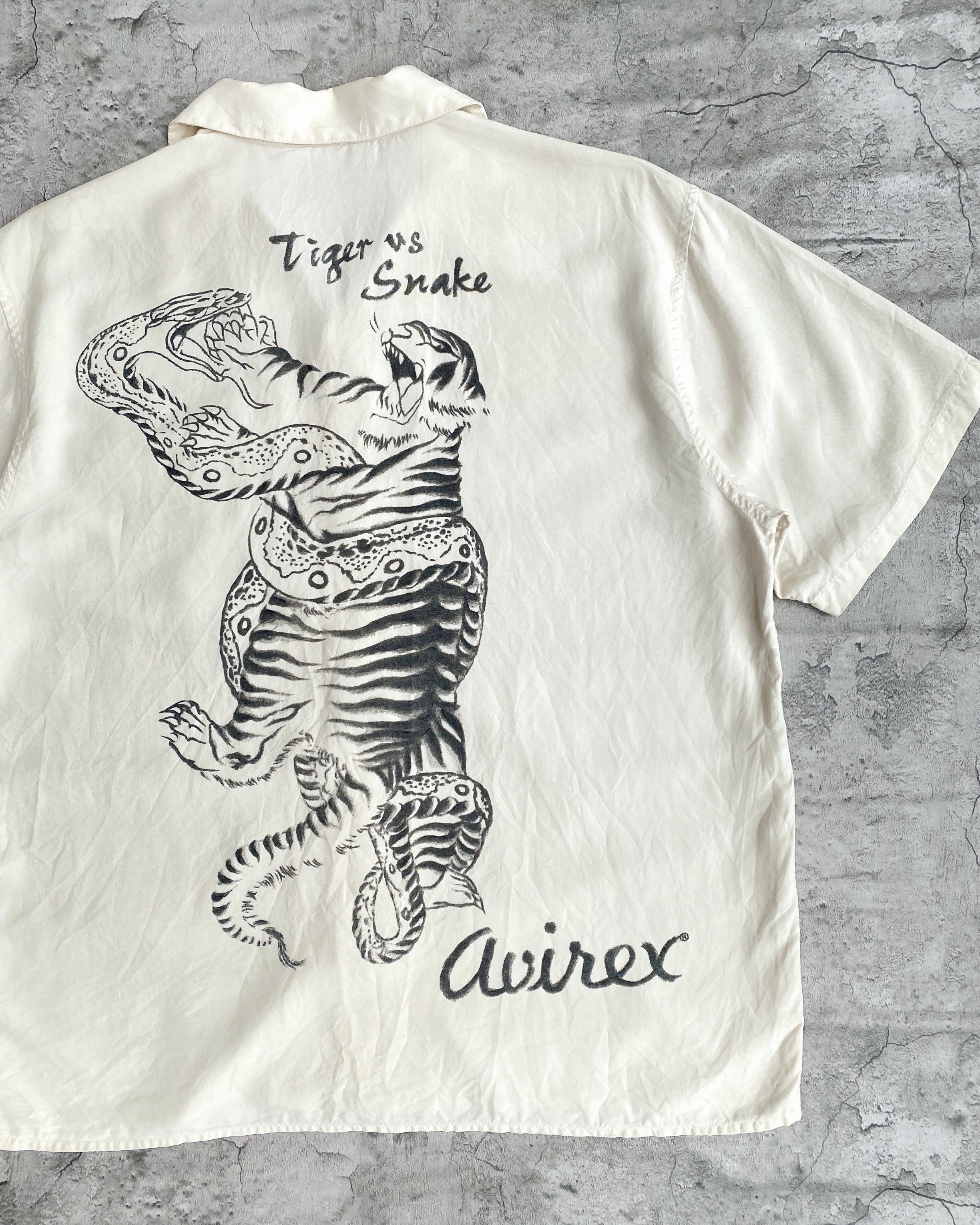 1990S TIGER VS SNAKES WHITE RAYON SHIRT (S-L)