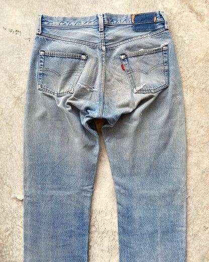 1980S FADED LEVI'S 501 REDLINE SELVEDGE DISTRESSED JEANS (32X34)