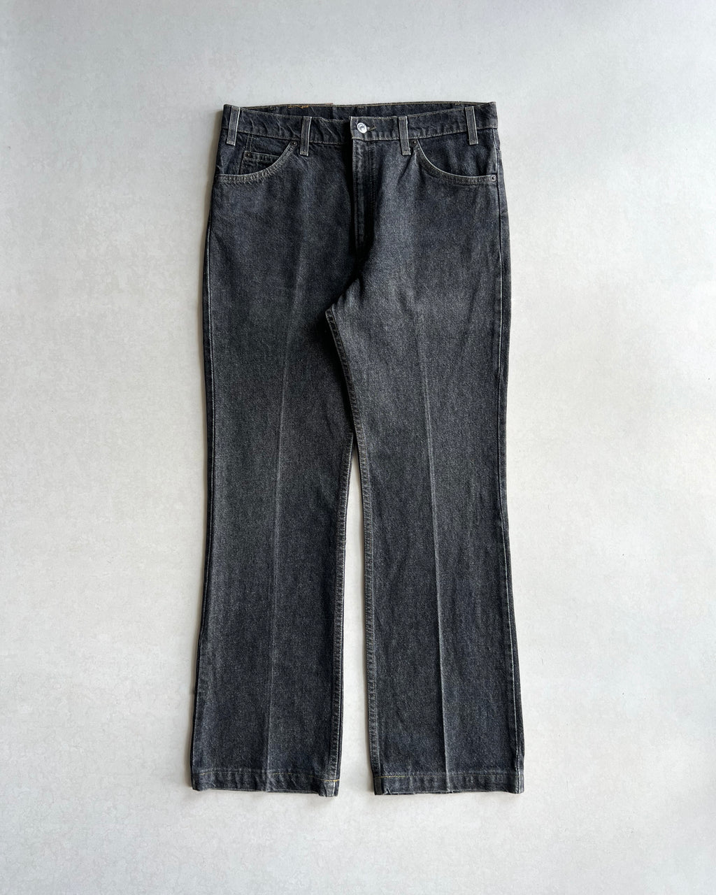 1990S FADED BLACK LEVI'S 517 FLARE JEANS (36X32)